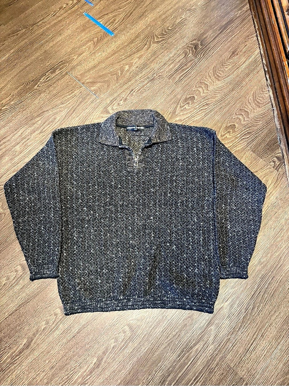 Pierre Cardin Zip-Up Sweater in Black & Gray Like New